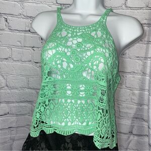 NEW! Very J Crochet Tank Top-Mint-Size M/L